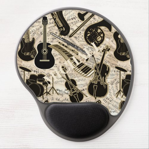 Sheet Music and Instruments BlackGold ID481 Gel Mouse Pad