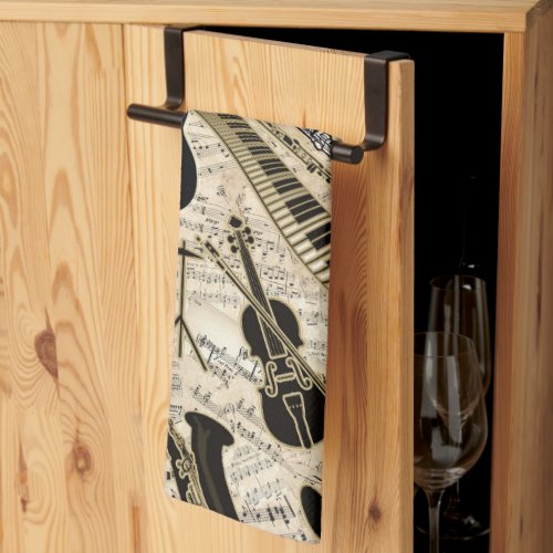 Sheet Music and Instruments BlackGold ID481 Kitchen Towel