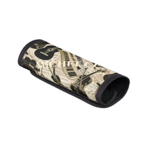 Sheet Music and Instruments Black/Gold ID481 Luggage Handle Wrap