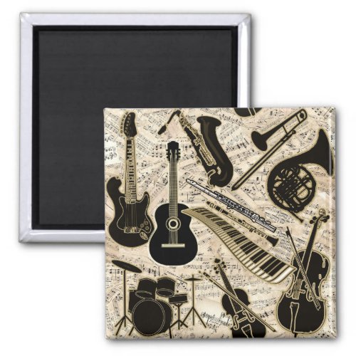 Sheet Music and Instruments BlackGold ID481 Magnet