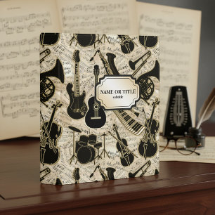 Sheet Music and Instruments Black/Gold ID481 Mini Binder
