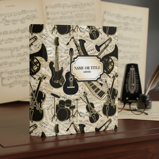 Sheet Music and Instruments Black/Gold ID481 Mini Binder (Creator Uploaded)