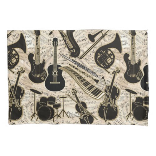 Sheet Music and Instruments BlackGold ID481 Pillow Case