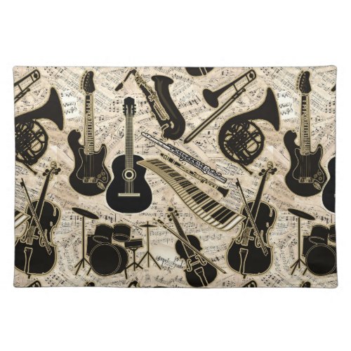 Sheet Music and Instruments BlackGold ID481 Placemat