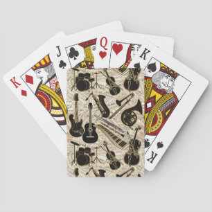 Sheet Music and Instruments Black/Gold ID481 Poker Cards
