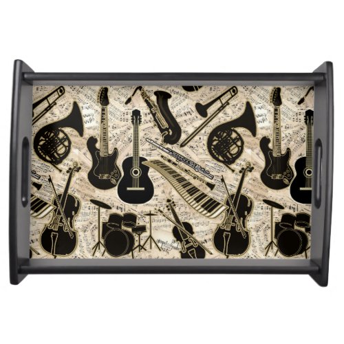 Sheet Music and Instruments BlackGold ID481 Serving Tray