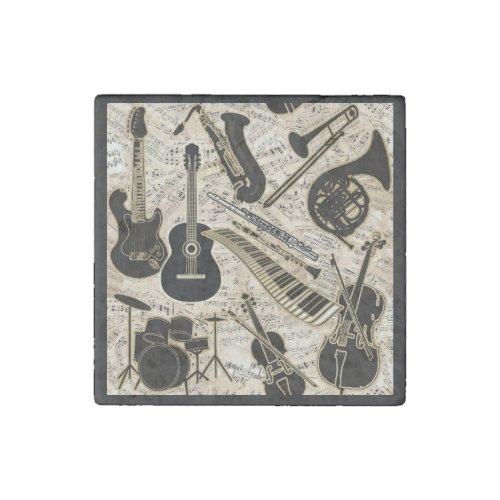 Sheet Music and Instruments BlackGold ID481 Stone Magnet