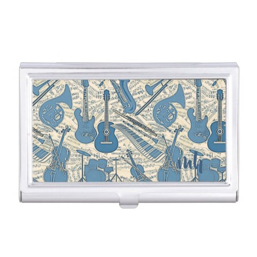 Sheet Music and Instruments BlueIvory ID481 Business Card Case