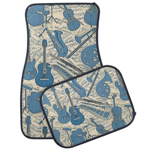 Sheet Music and Instruments BlueIvory ID481 Car Floor Mat
