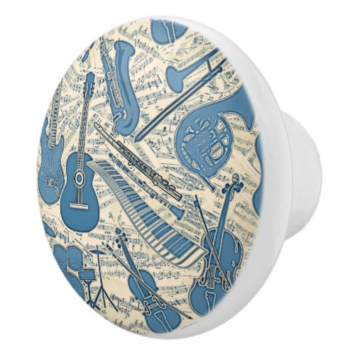 Sheet Music and Instruments BlueIvory ID481 Ceramic Knob