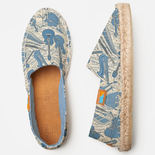 Sheet Music and Instruments Blue/Ivory ID481 Espadrilles (Side)