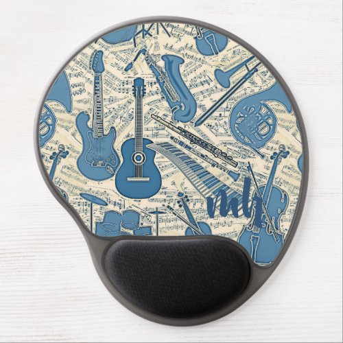 Sheet Music and Instruments BlueIvory ID481 Gel Mouse Pad