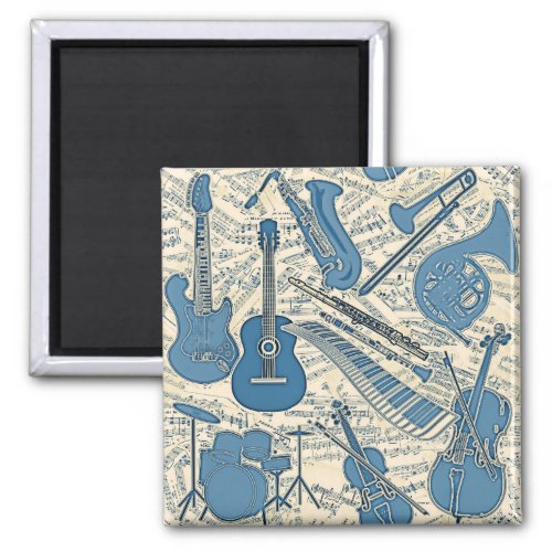 Sheet Music and Instruments BlueIvory ID481 Magnet