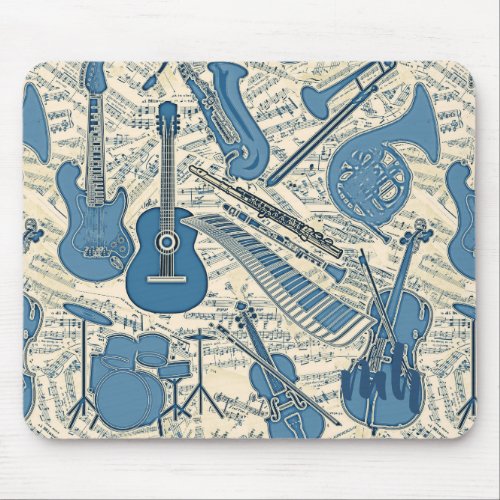 Sheet Music and Instruments BlueIvory ID481 Mouse Pad