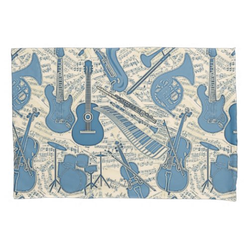 Sheet Music and Instruments BlueIvory ID481 Pillow Case
