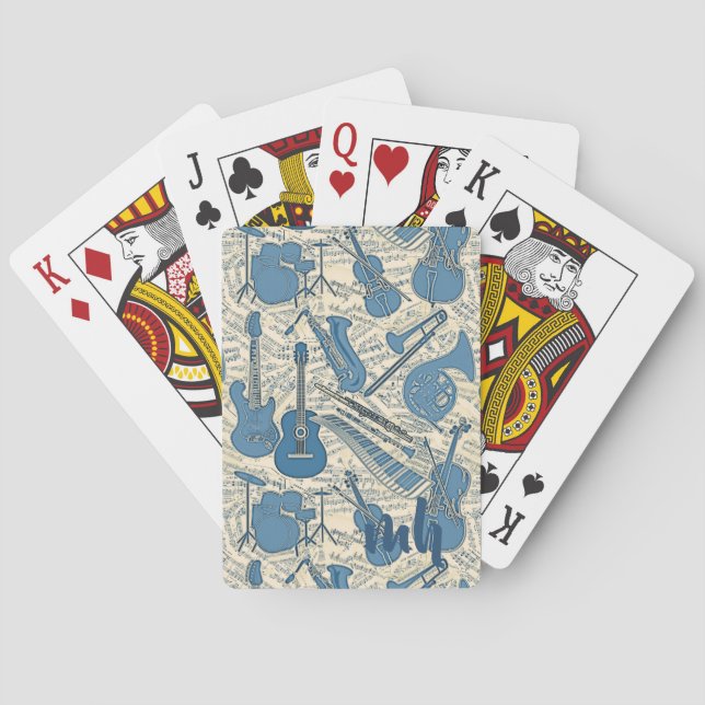 Sheet Music and Instruments Blue/Ivory ID481 Poker Cards (Back)