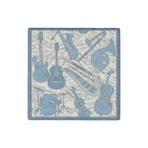 Sheet Music and Instruments Blue/Ivory ID481 Stone Magnet