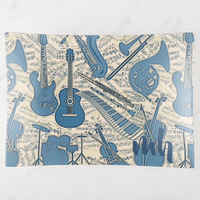 Sheet Music and Instruments Blue/Ivory ID481 Trinket Tray (Front)