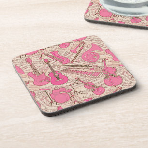 Sheet Music and Instruments Pink/Ivory ID481 Beverage Coaster