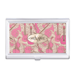 Sheet Music and Instruments Pink/Ivory ID481 Business Card Case
