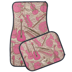 Sheet Music and Instruments Pink/Ivory ID481 Car Floor Mat