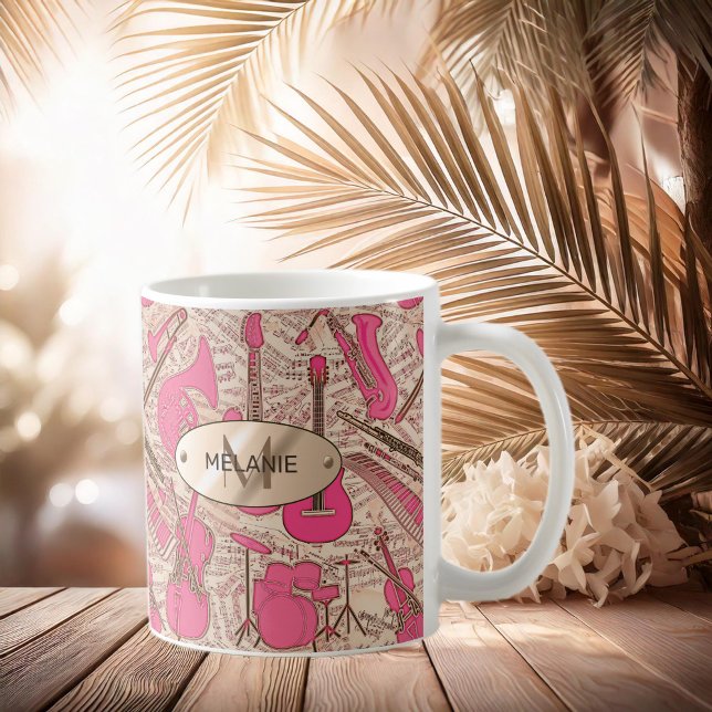 Sheet Music and Instruments Pink/Ivory ID481 Coffee Mug (Creator Uploaded)