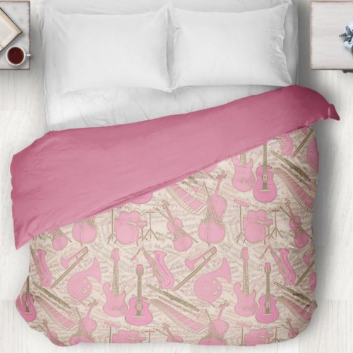 Sheet Music and Instruments PinkIvory ID481 Duvet Cover
