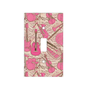 Sheet Music and Instruments Pink/Ivory ID481 Light Switch Cover