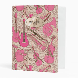 Sheet Music and Instruments Pink/Ivory ID481 Mini Binder
