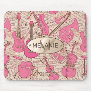 Sheet Music and Instruments Pink/Ivory ID481 Mouse Pad