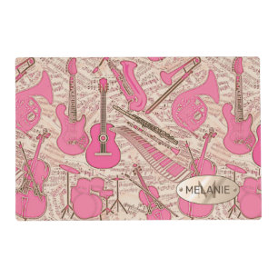 Sheet Music and Instruments Pink/Ivory ID481 Placemat