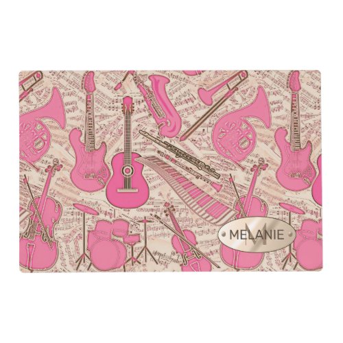 Sheet Music and Instruments PinkIvory ID481 Placemat