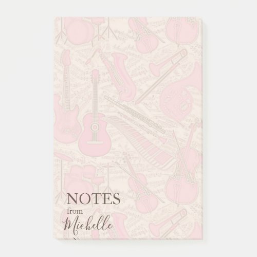 Sheet Music and Instruments PinkIvory ID481 Post_it Notes