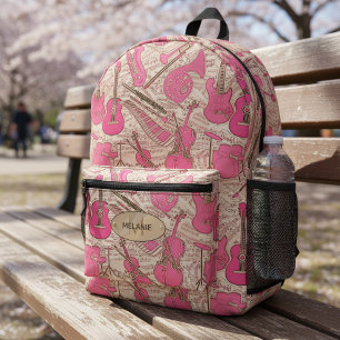 Sheet Music and Instruments Pink/Ivory ID481 Printed Backpack