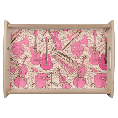 Sheet Music and Instruments PinkIvory ID481 Serving Tray