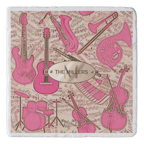 Sheet Music and Instruments PinkIvory ID481 Trivet