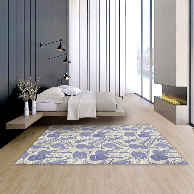 Sheet Music and Instruments Violet/Ivory ID481 Rug (Creator Uploaded)