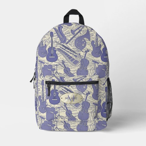 Sheet Music and Instruments VioletCream ID481 Printed Backpack