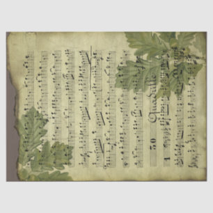 Sheet Music and Leaves on Distressed Decoupage