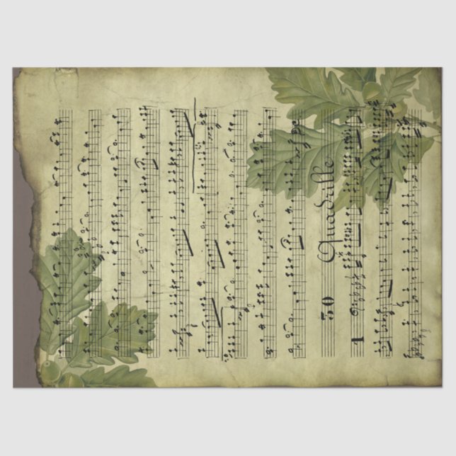Sheet Music and Leaves on Distressed Decoupage (Front)