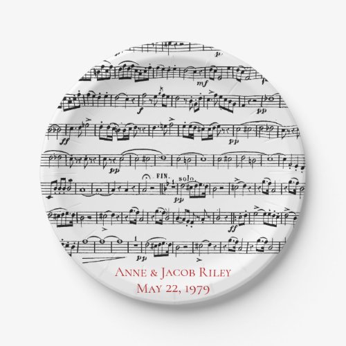 sheet music anniversary party paper plates