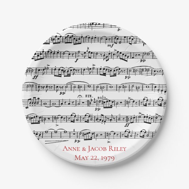 sheet music anniversary party paper plates (Front)