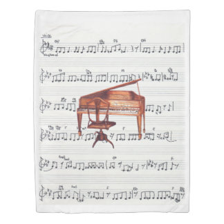 Sheet Music Antique Piano Chair Keys Duvet Cover