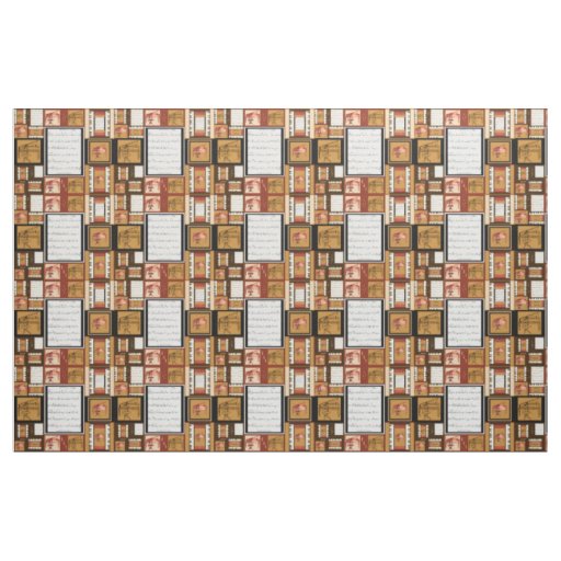 Sheet Music Antique Piano Ebony Ivory Keys fabric