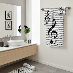 Sheet music bath towel set