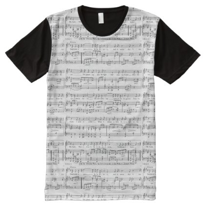 Sheet Music Black and White Pattern All-Over-Print Shirt