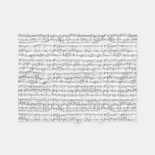 Sheet Music Black and White Pattern Fleece Blanket