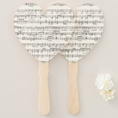 Sheet Music Black and White Pattern Hand Fan