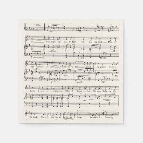 Sheet Music Black and White Pattern Paper Napkins