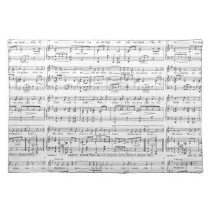 Sheet Music Black and White Pattern Placemat